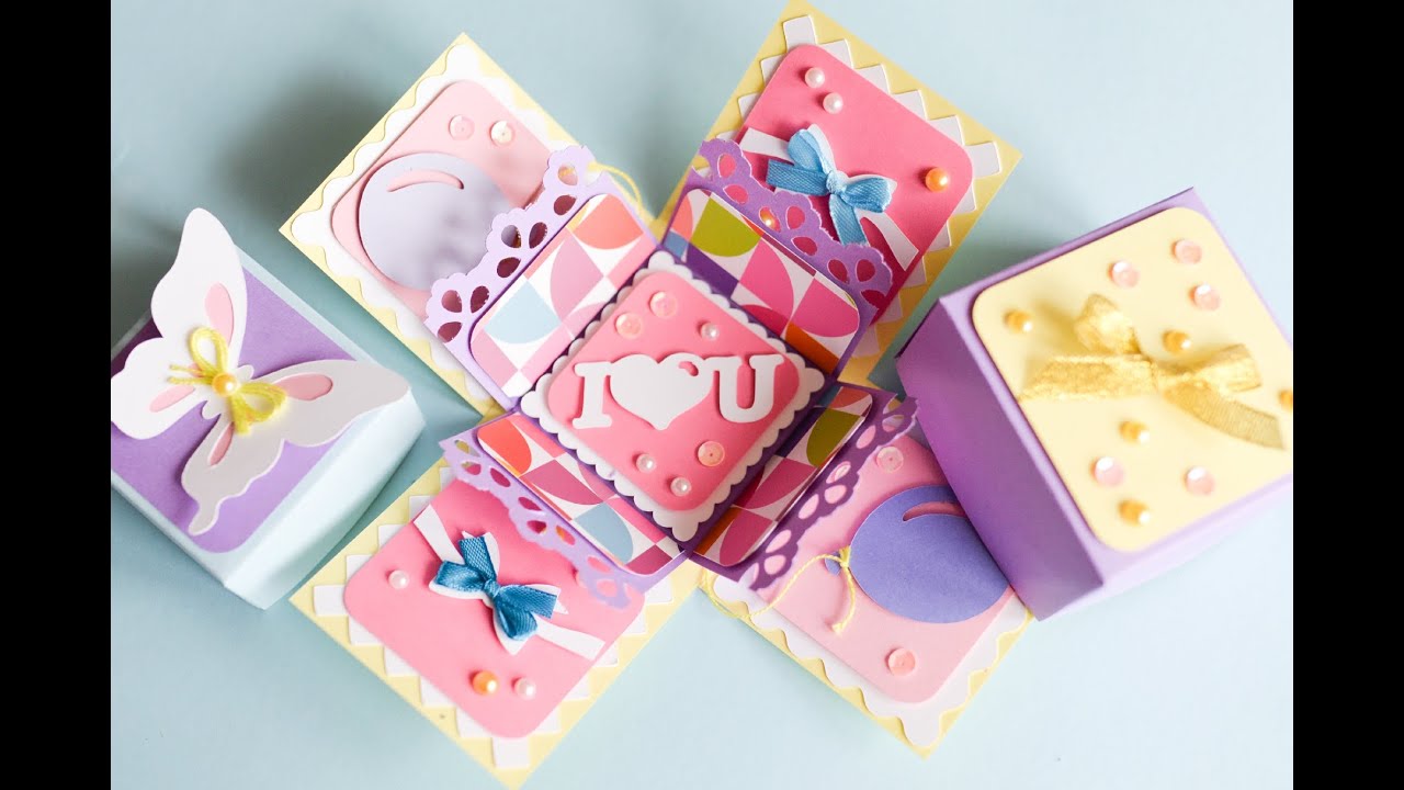 How to Make - Exploding Box Birthday - Step by Step | Eksplodujące Pudełko Urodziny Walentynki