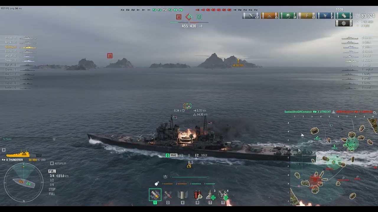 World of Warships 2026. Thunderer, Shards Map. Never Give Up.