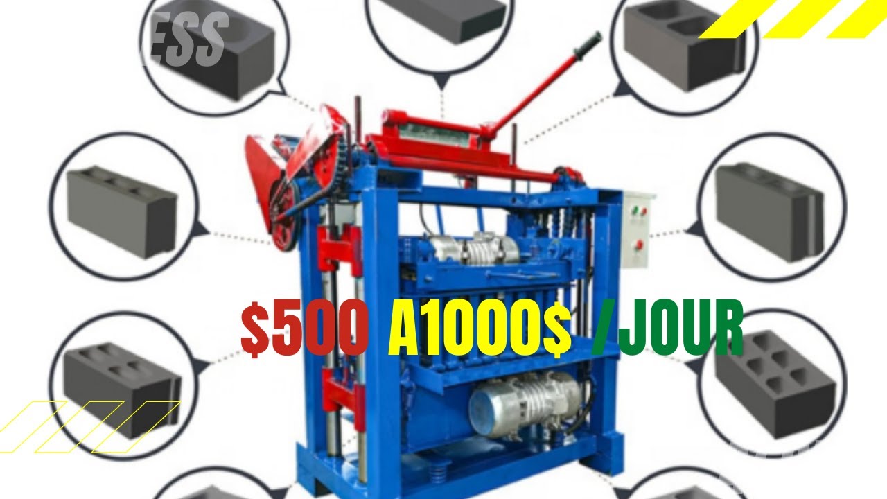 500$ A 1000$ AVEC CETTE MACHINE DE FABRICATION DE BRIQUE POUR CONSTRUCTION  EN AFRIQUE.
