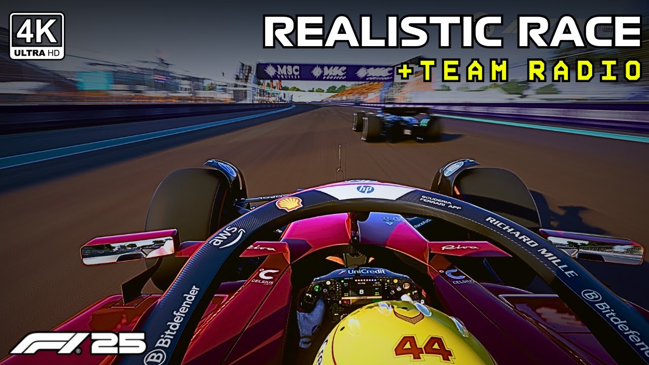 Lewis Hamilton Ultra Realisitc Gameplay Miami GP 2025 + Team Radio