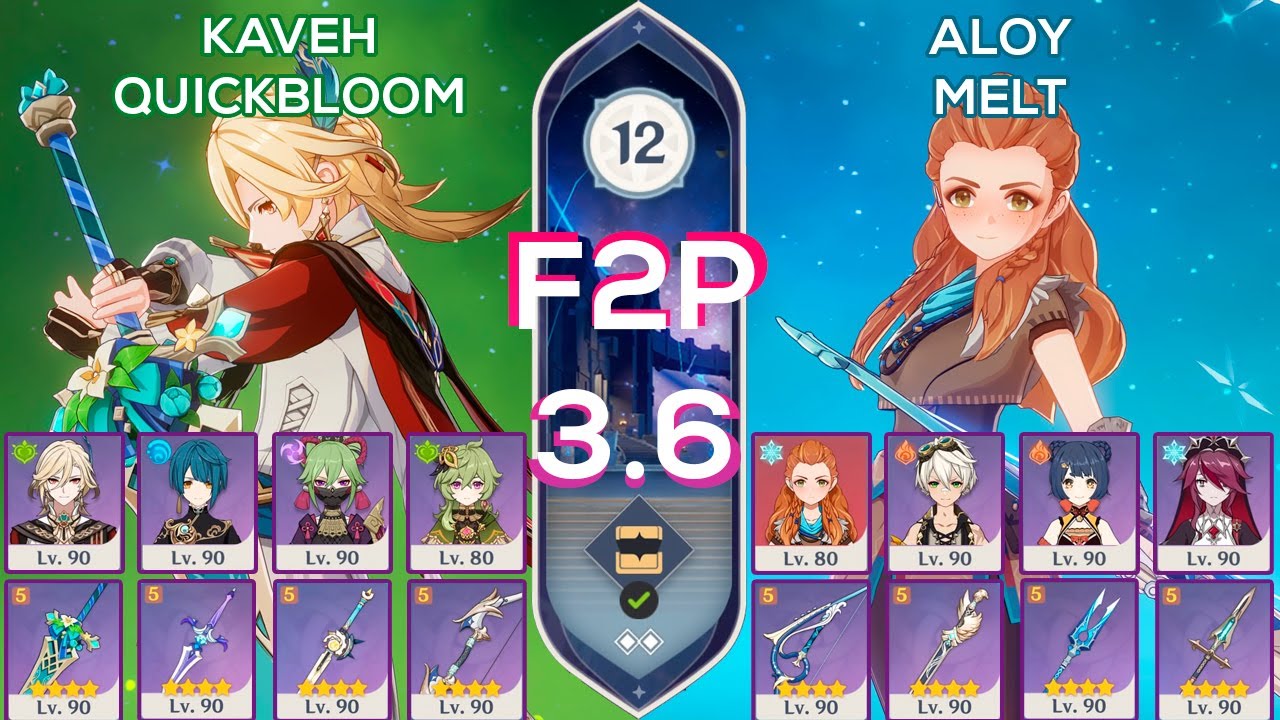 [F2P] Spiral Abyss 3.6 Kaveh QuickBloom & Aloy Melt I Spiral Abyss Floor 12 9 stars Genshin Impact