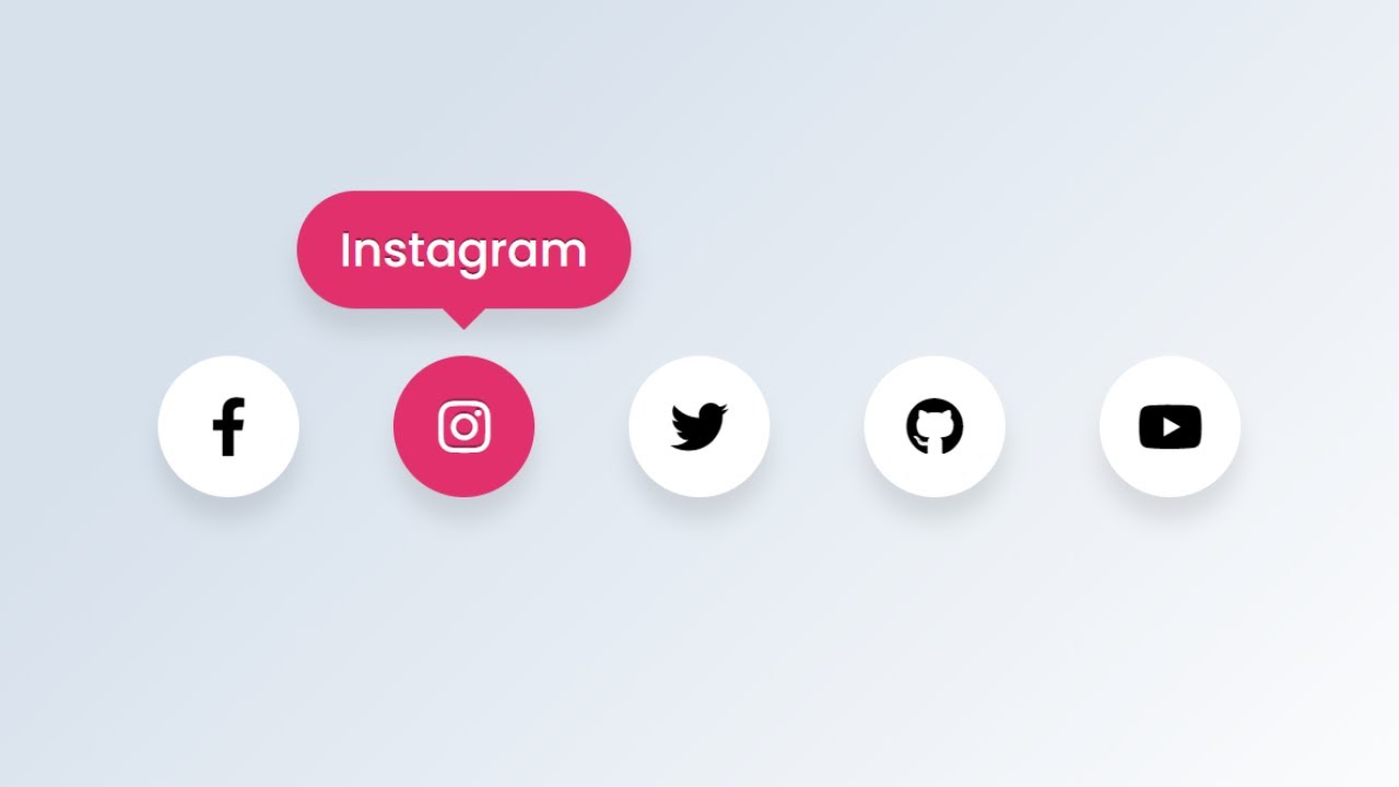 Social Media Buttons with Tooltip on Hover using only HTML & CSS
