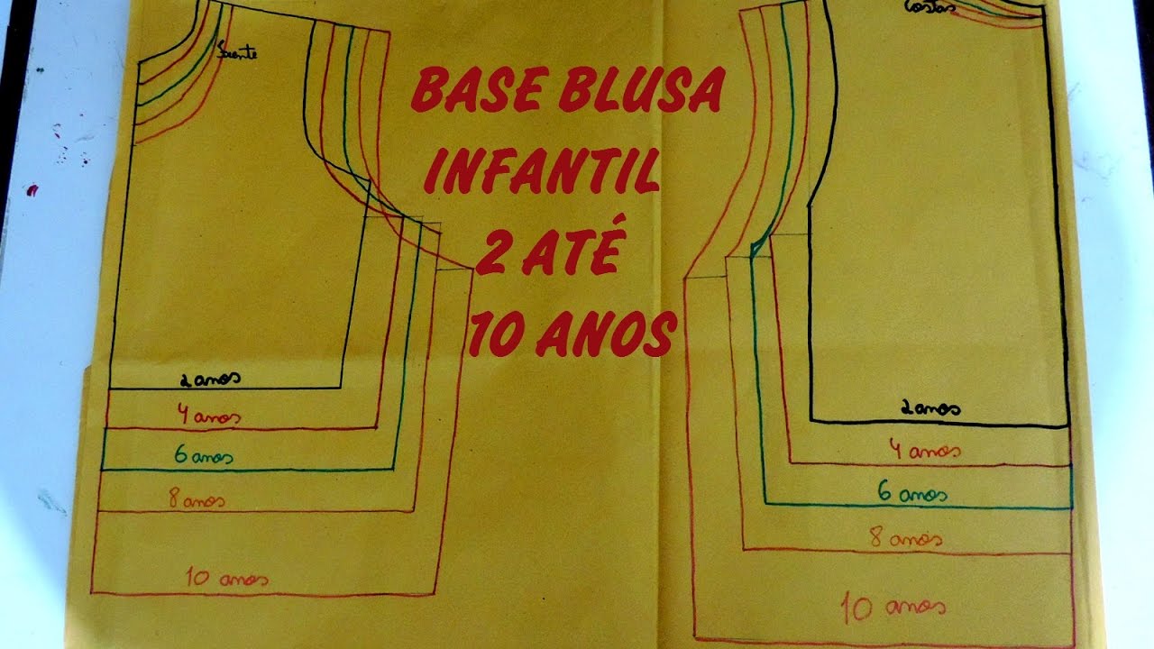 Moldes - Base blusa infantil (Graduação de 2 até 10 anos) - Modelagem