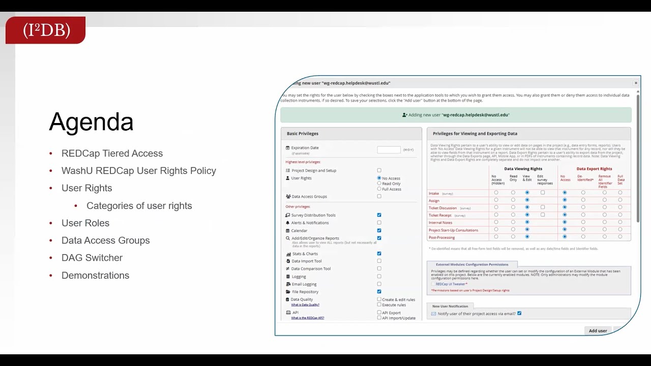 WashU REDCap - User Rights, User Roles and DAGs