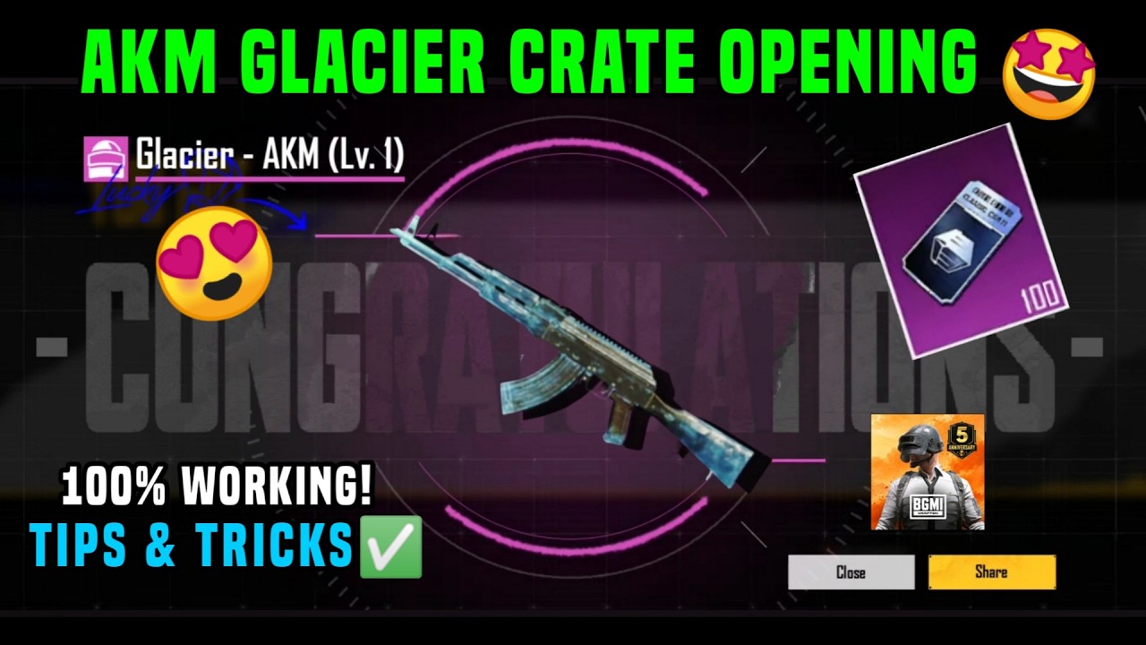 AKM GLACIER CRATE OPENING TRICK / HOW TO GET AKM GLACIER SKIN / BGMI ME AKM GLACIER KAISE NIKALE