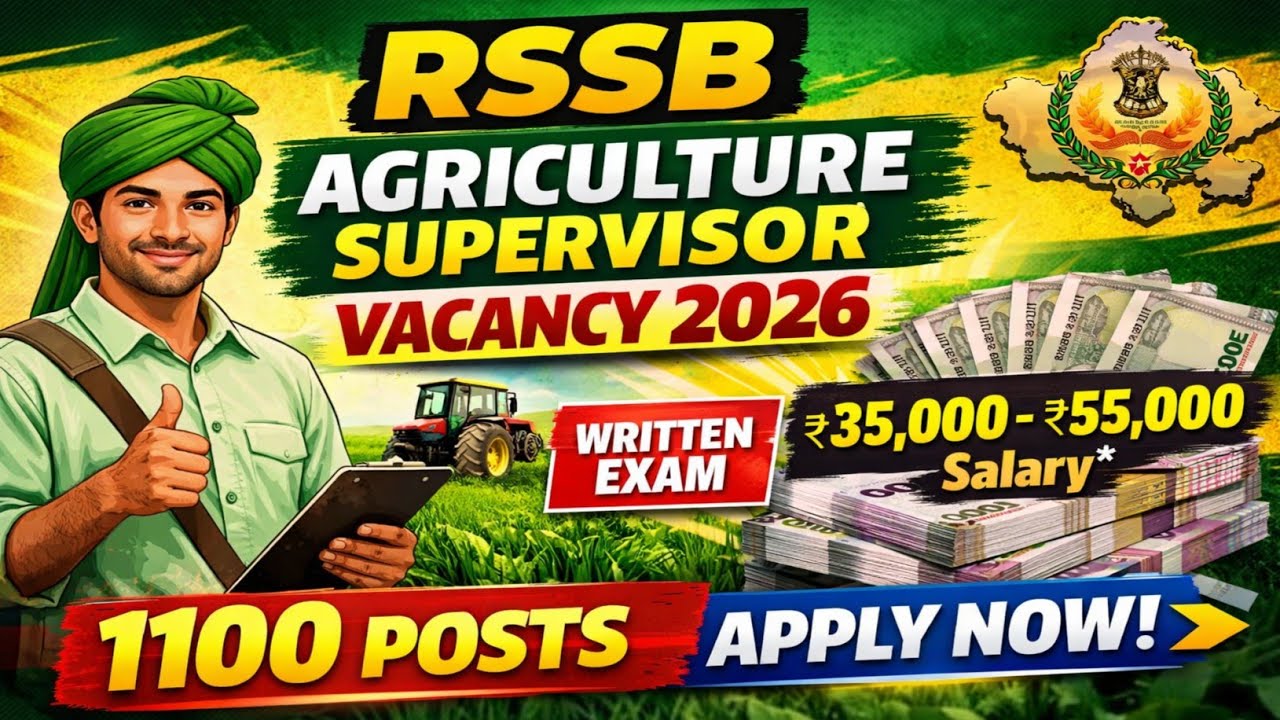 Rajasthan Agriculture Supervisor Recruitment 2026  | 12th Pass | Age, Syllabus,  Salary Full Details