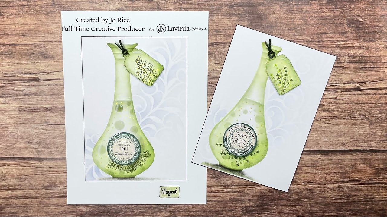 Potion bottle by Jo Rice #laviniastamps #cardmakingvideo #stickerstencils