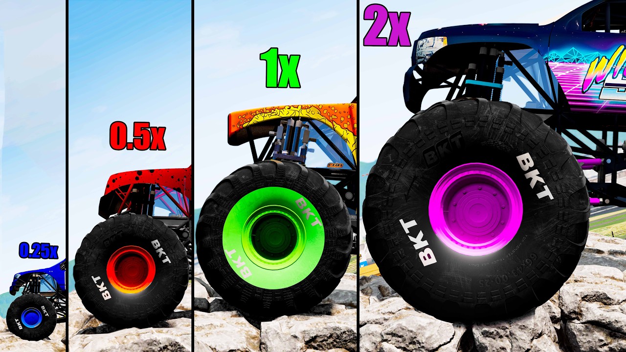Big vs Medium vs Small Monster Trucks #7 - Beamng drive