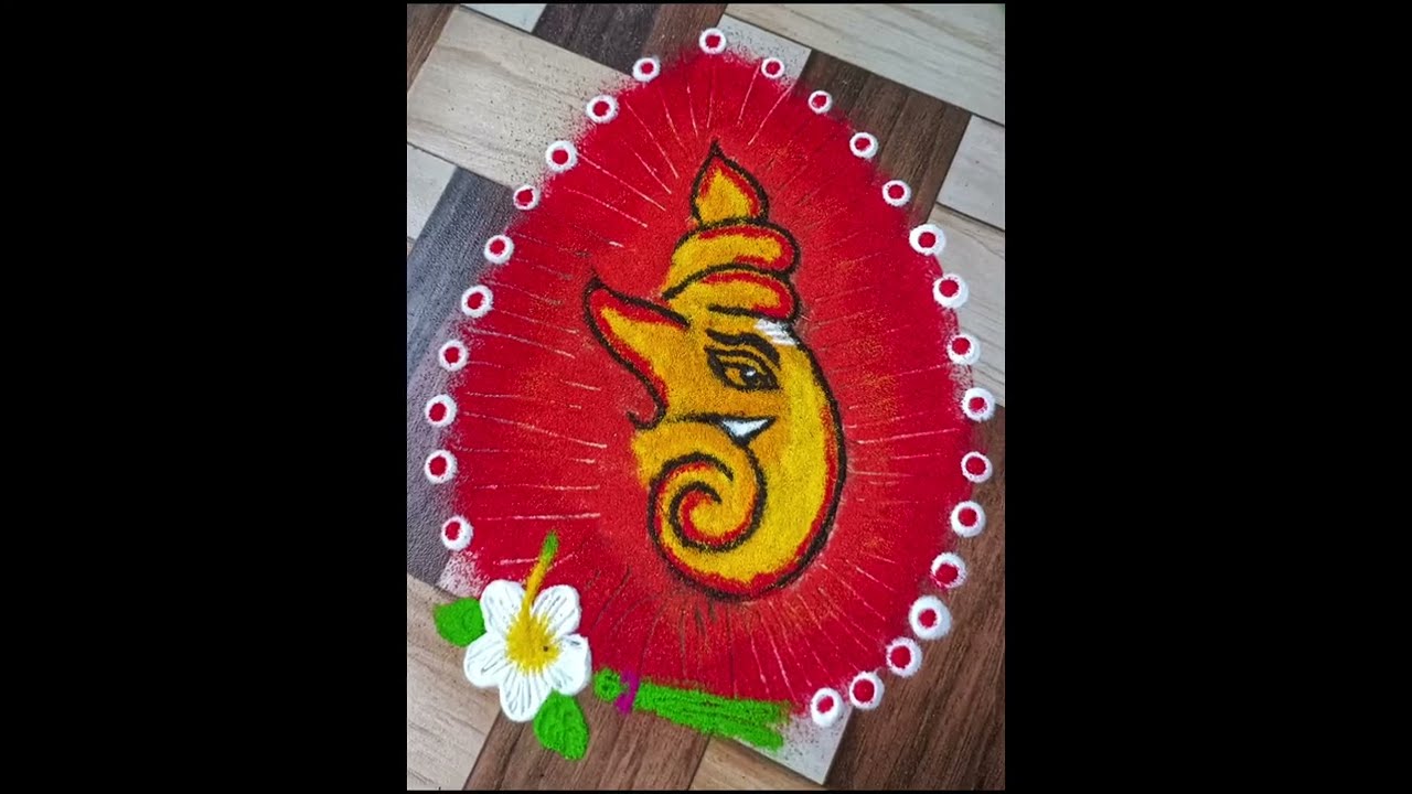 Easy & beautiful ganpati rangoli/chaturthi rangoli/सुंदर गणपती रंगोली 