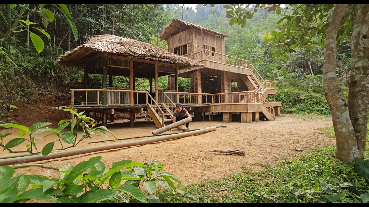 Full video: 30 days to build a two-story bamboo kitchen - Building a new life