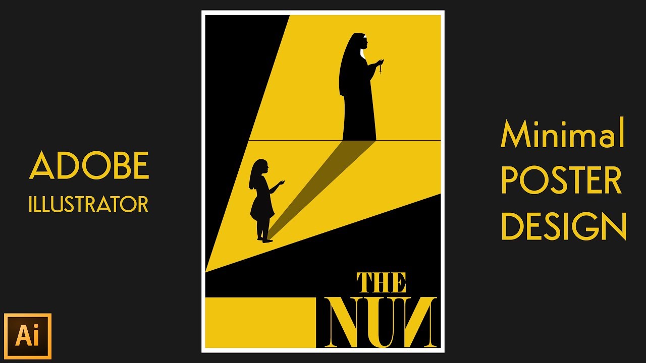 minimal movie poster design in illustrator | Silhouette Vector illustration | The Nun Minimal Poster