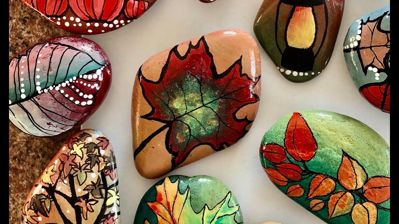 MALOVÁNÍ KAMÍNKU 🍁 #Kamínky DiY: Podzimní list 🍁