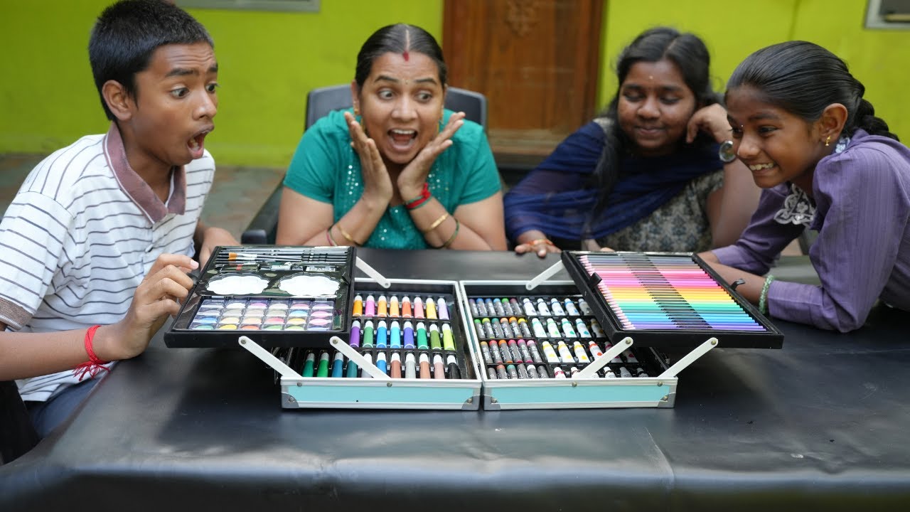 Biggest Coloring set Unboxing | இவ்ளோ பெரிய கலரிங் Box முதல் முறை பார்க்கிறேன் !!!  Mrs.Abi 2.0