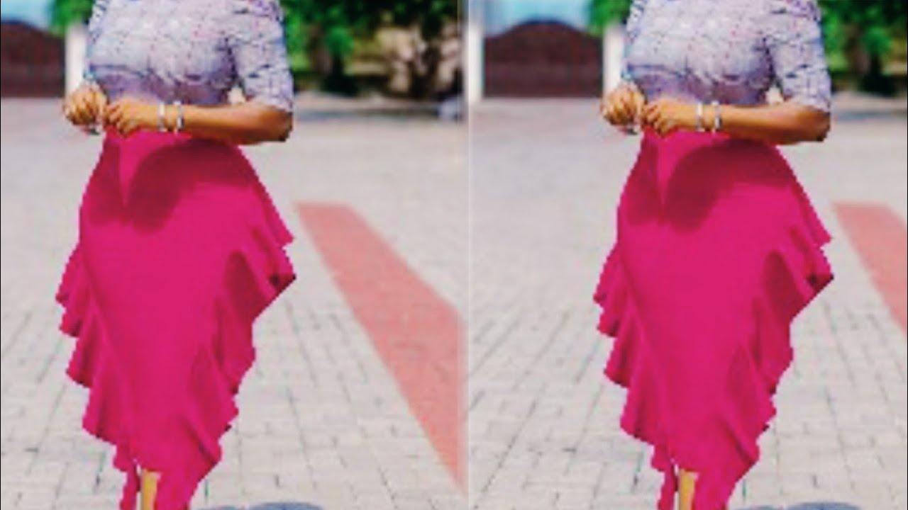 High waist skirt with side ruffles (fits all)