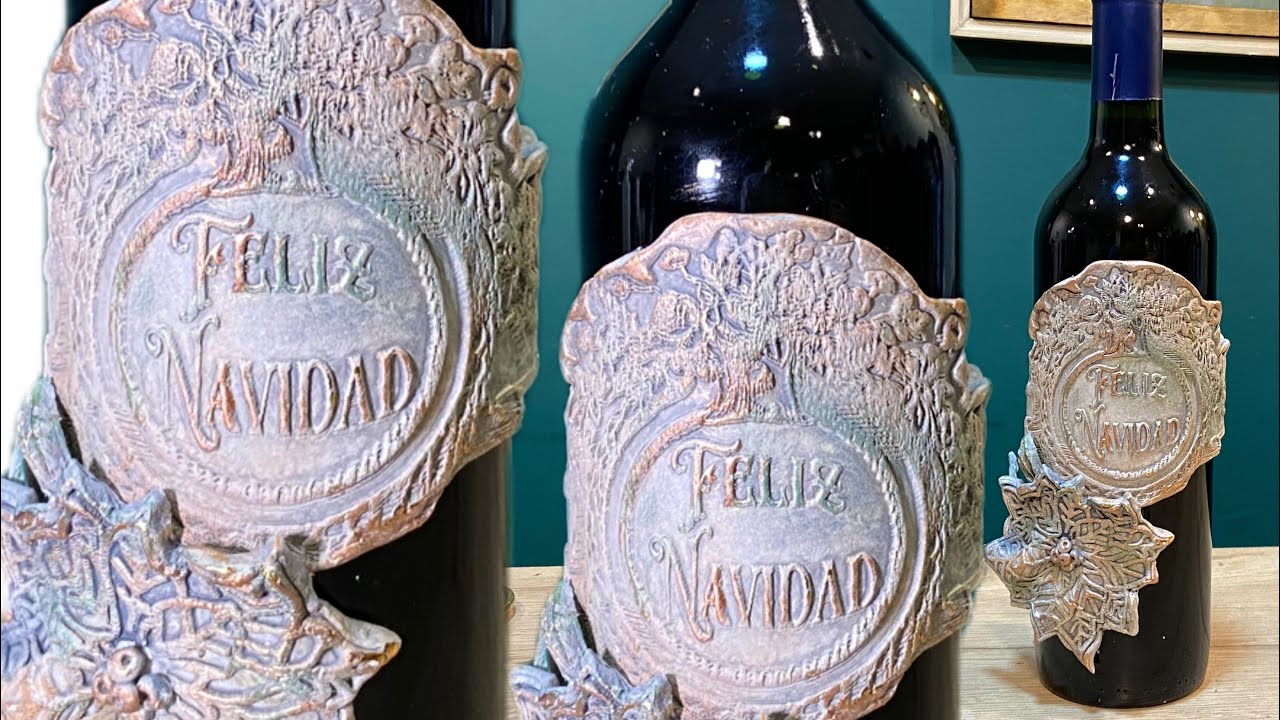 Botellas Decoradas para Navidad con Pasta Das  ( Parte 2 )
