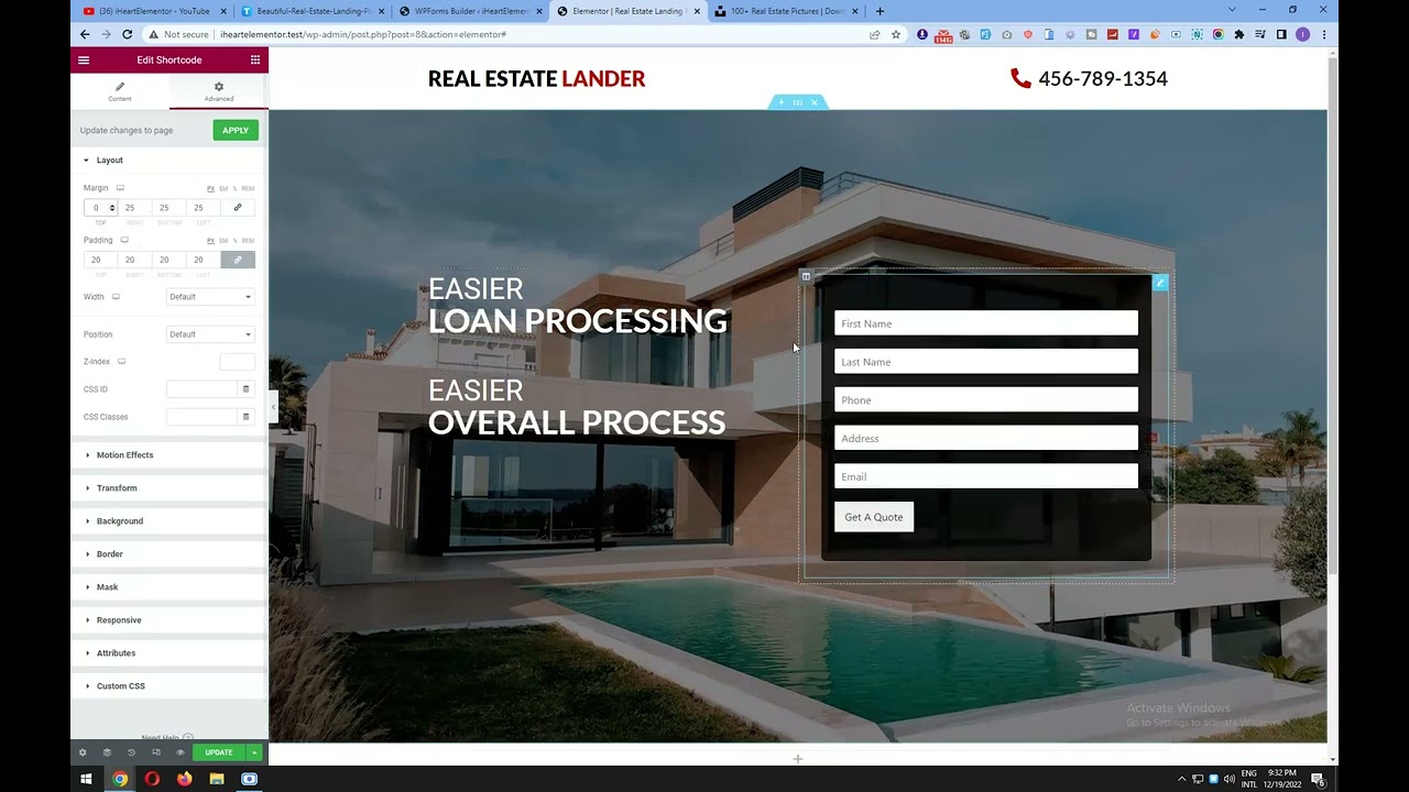 Free Elementor Landing Page For Real Estate Walk Through - Free Source File
