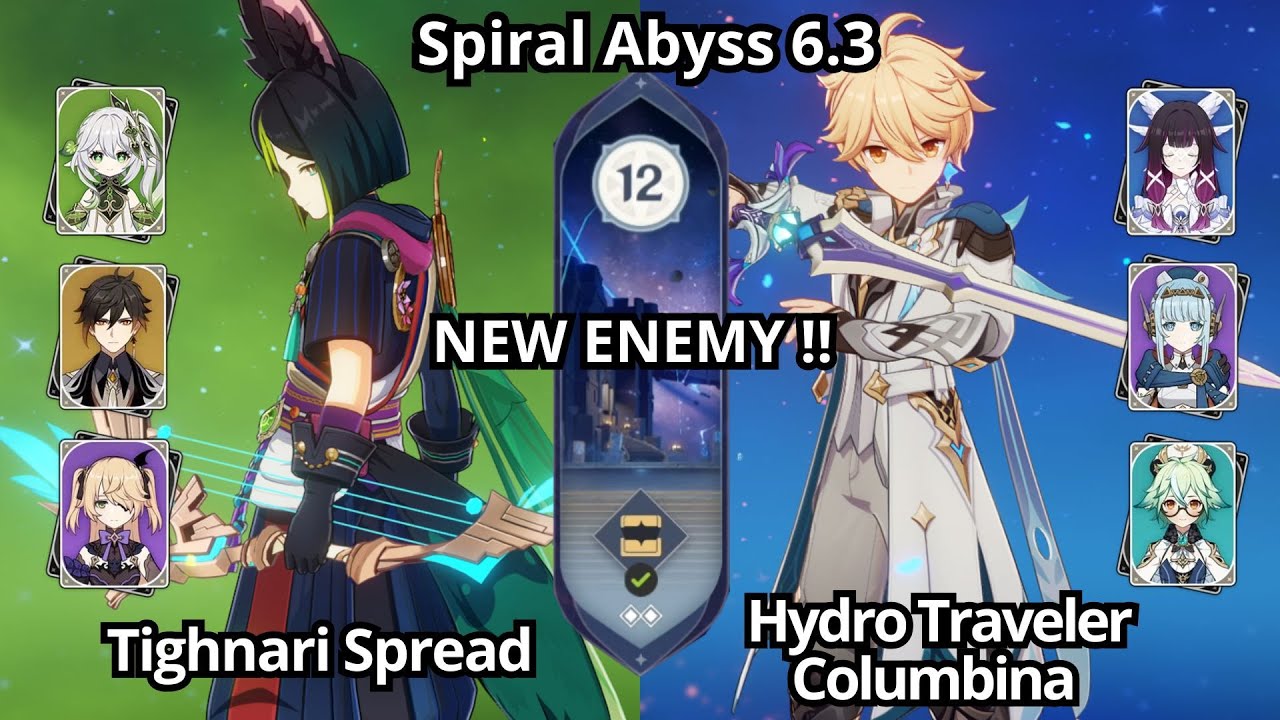 NEW !! C2 Tighnari Spread & C6 Hydro Traveler Columbina - Spiral Abyss Floor 12 Genshin Impact 6.3
