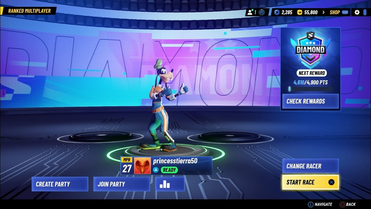 Disney Speedstorm Goofy Diamond Ranked Multiplayer Road to MPR 27 Gameplay