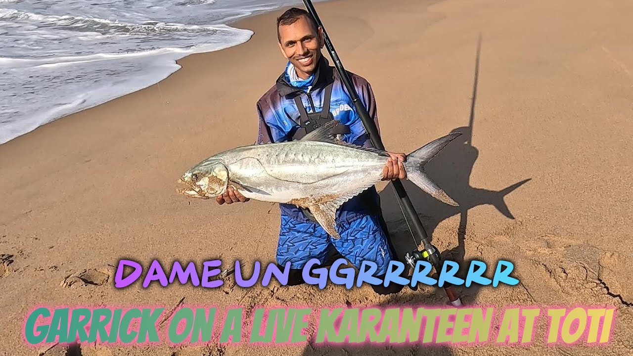GARRICK ON A LIVE KARANTEEN AT TOTI-DAME UN GGRRRRR #garrick #fishing #fishingsouthafrica