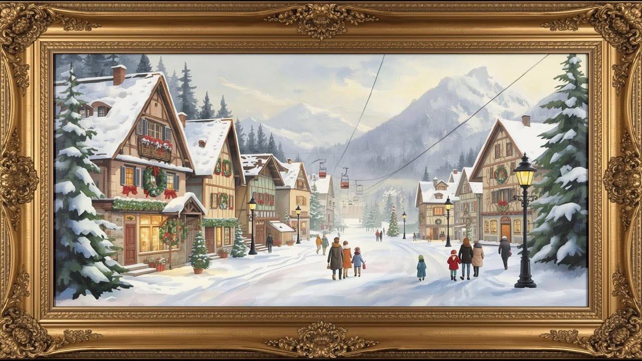 New Year in Gold Frame | Cozy TV Wallpaper Screensaver (HD)