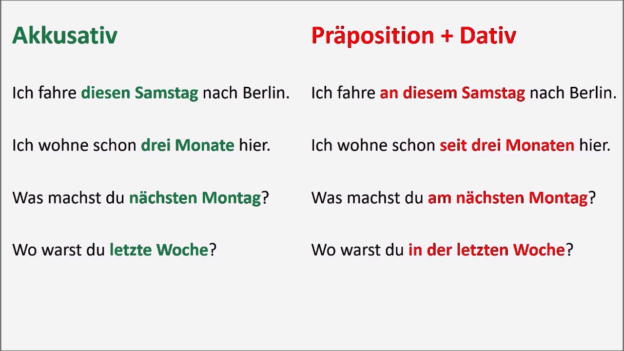Temporale Angaben: Akkusativ oder Pr&auml;position mit Dativ