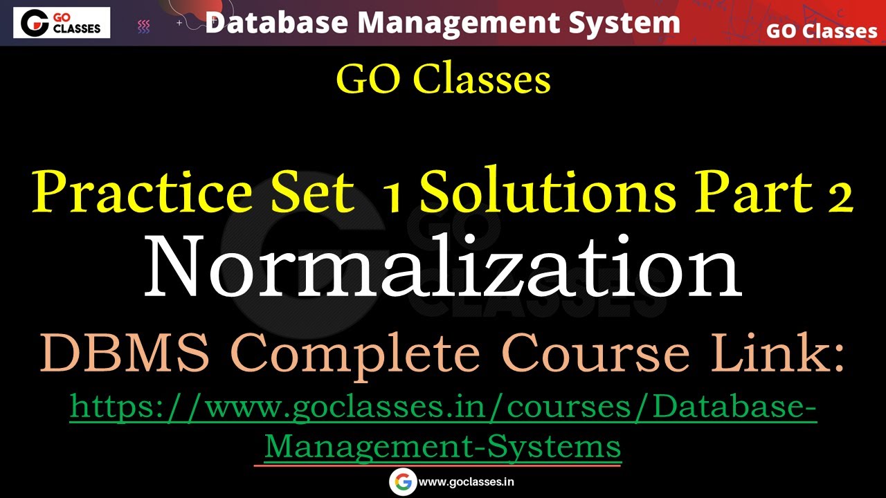 Normalization Ullman DBMS Questions | Closed Set of Attributes | GO Classes | Deepak Poonia