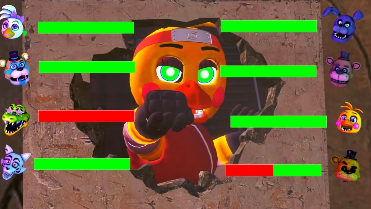 [SFM FNaF] Нарушение безопасности против аниме-аниматроников с полосками здоровья