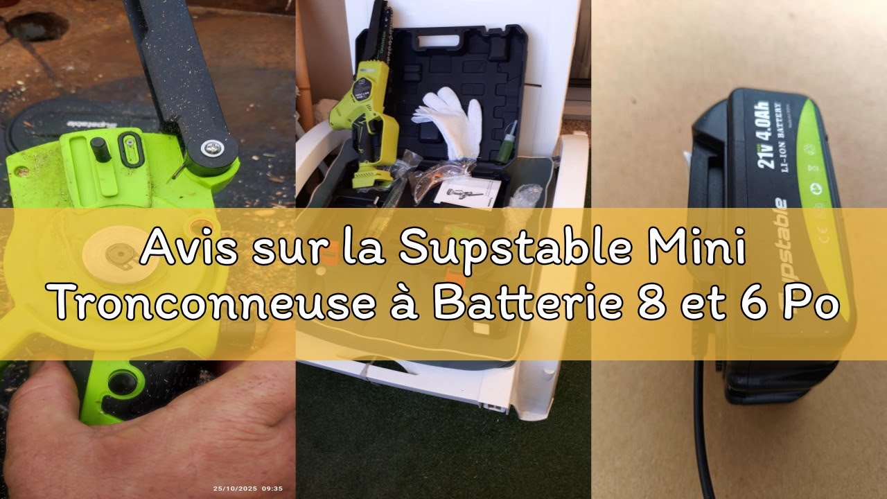 Avis sur la Supstable Mini Tronconneuse à Batterie 8 et 6 Pouces, 8000 mAh Mini Tronçonneuse Électri