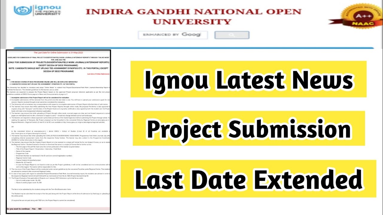 Ignou Projects Submission Last Date | Mister Ignou #ignou #notification #projects