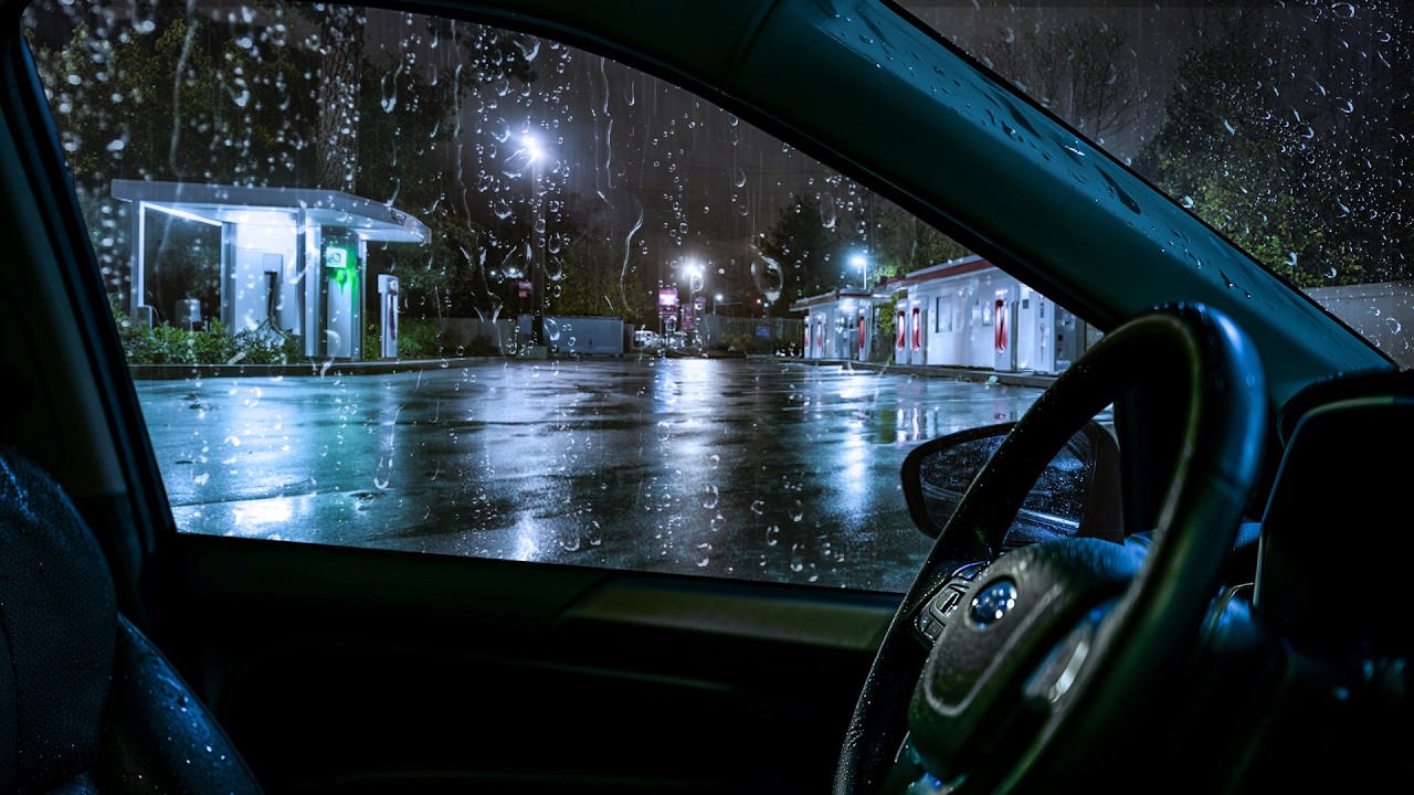 Cozy Rain with Thunder in Car - ASMR Rain Sounds for Deep Sleep & Stop Overthinking