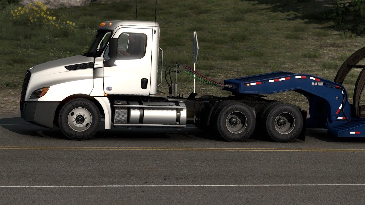 American Truck Simulator - Freightliner Cascadia Day Cab Transporting a Wheel Loader Part 1