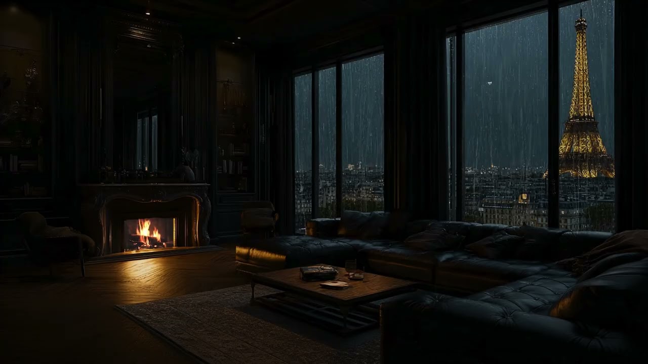 No Ads)☔Rainy Night in a Modern NYC Penthouse with City Views for Sleep & Relaxation