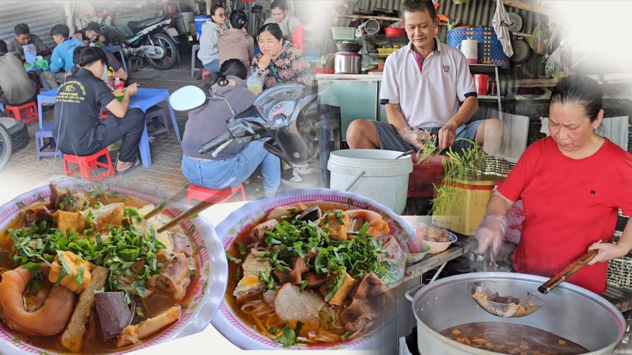 Quán quê bún riêu bao no giá bình dân lấy công làm lời của đôi vợ chồng lớn tuổi