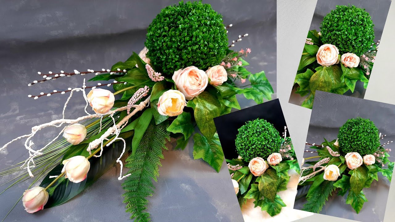 Kompozycja na grób z kulą bukszpanową// DIY// Wielkanoc// easter decoration