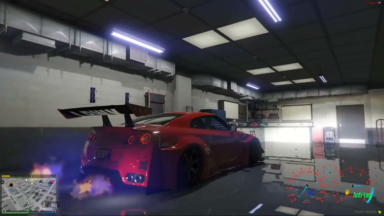 R35 Nissan GTR anti-lag & 2 step (GTA v FIVEM)