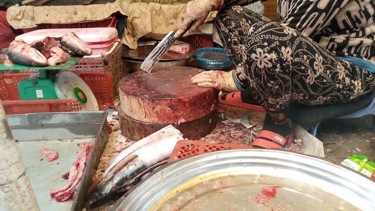Amazing! fish cutting Thmey Market Battambang Cambodia 10kg fast  #aseanfish