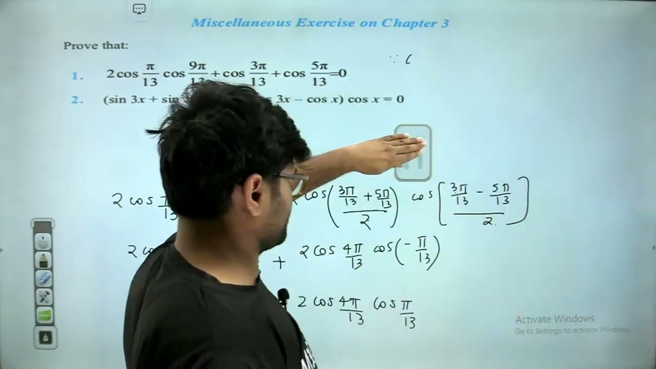 1. 2cos π/13 cos 9π/13+cos 3π/13+cos 5π/13=0