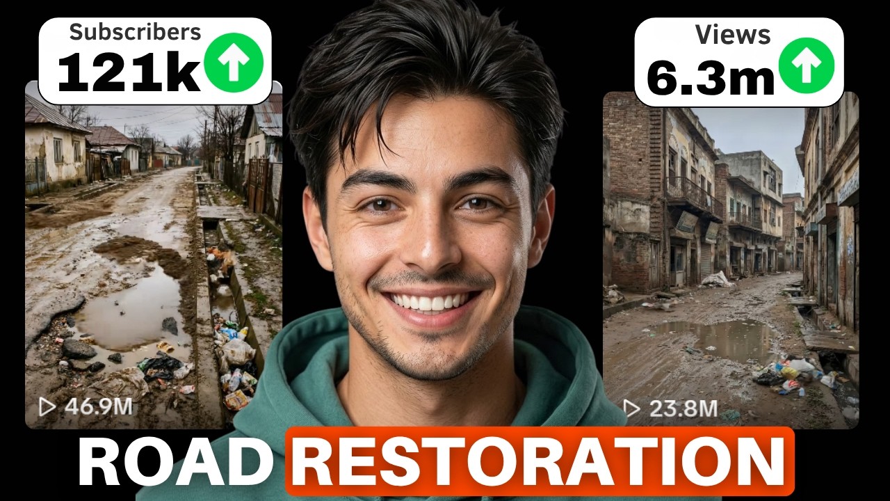 How to Create Viral Road Restoration Videos Using ONLY AI (Free Tools)