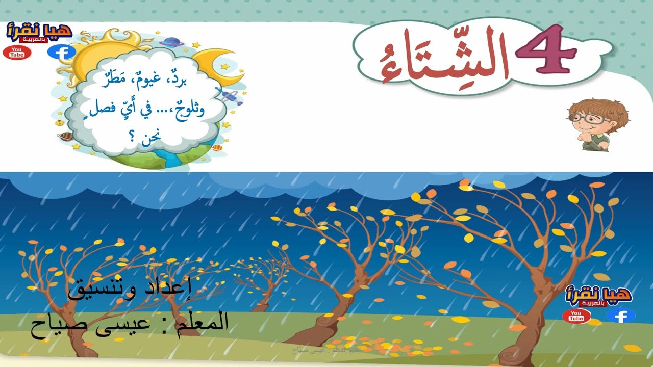 درس القراءة الشتاء لتلاميذ الصف الأول المنهاج السوري
