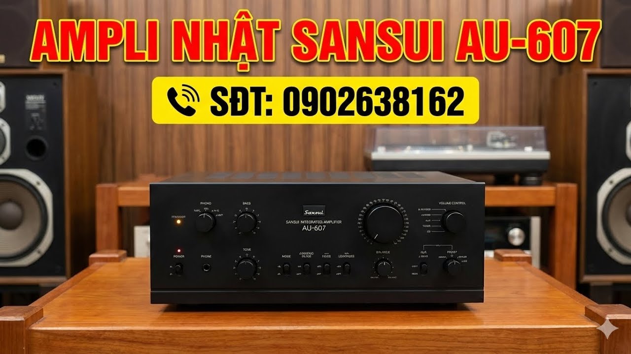 Đã bán;  Amply Sansui AU - 607 đẹp keng,185w 4 sò sắt  giá 2.620k