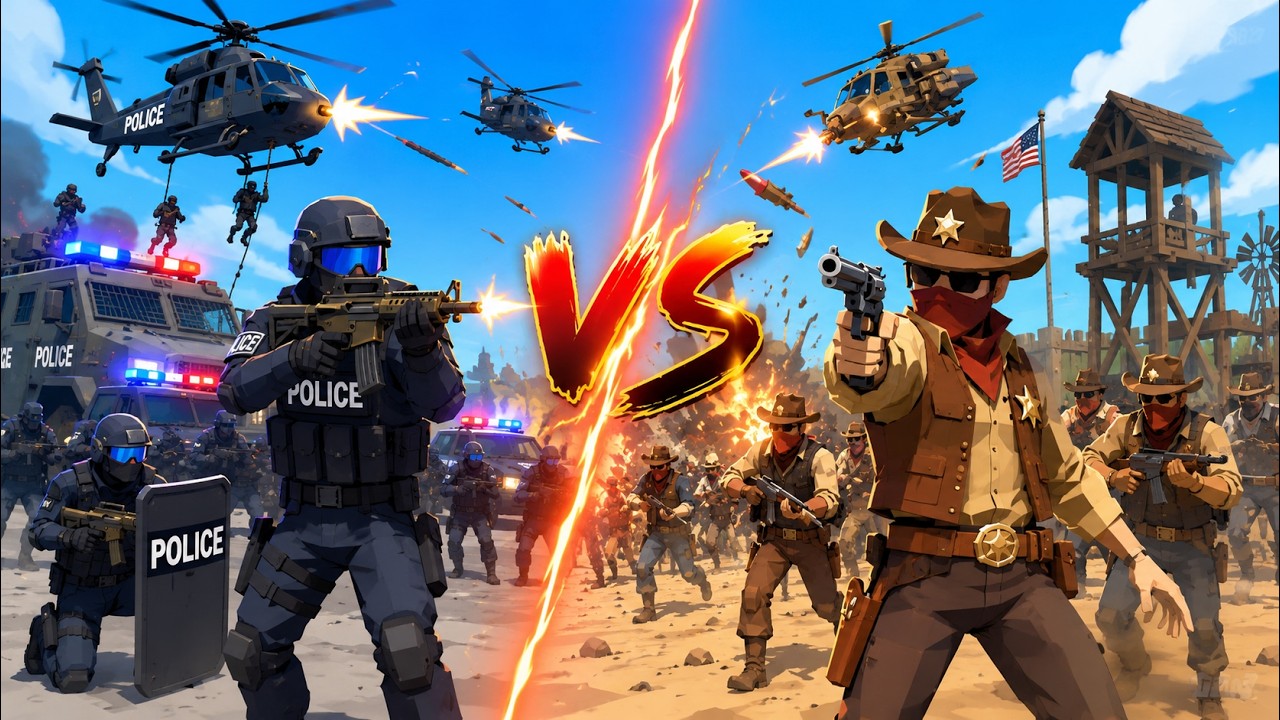 POLICE TEAM vs SHERIFF TEAM - Totally Accurate Battle Simulator TABS