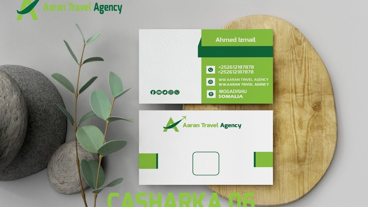 CASHARKA 06: Business Card Design & Mockup | Full Tutorial (Af-Soomaali)