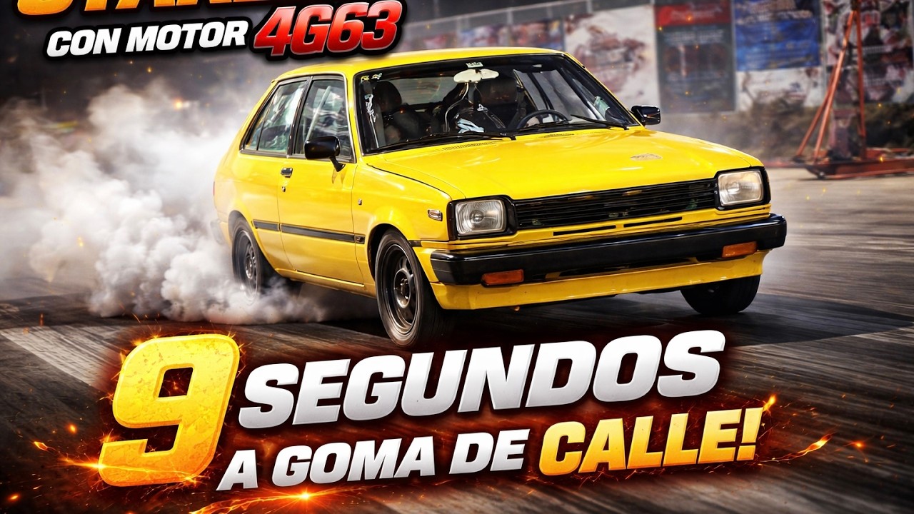 STREET LEGAL TOYOTA STARLET MOTOR 4G63 TURBO - 9 SEGUNDOS A GOMA DE CALLE EN SALINAS PUERTO RICO!!
