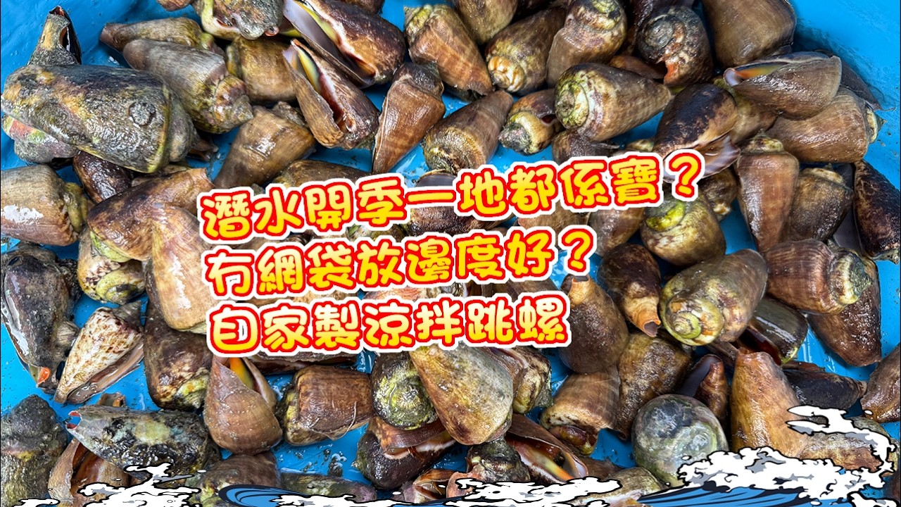【漁人推介】阿火帶大家出海潛水，潛水開季一地都係寶，冇帶網袋如何執螺？自家製涼拌跳螺/車蠔 Catch and Cook｜ Fish Receipe ｜Cold-served Shells