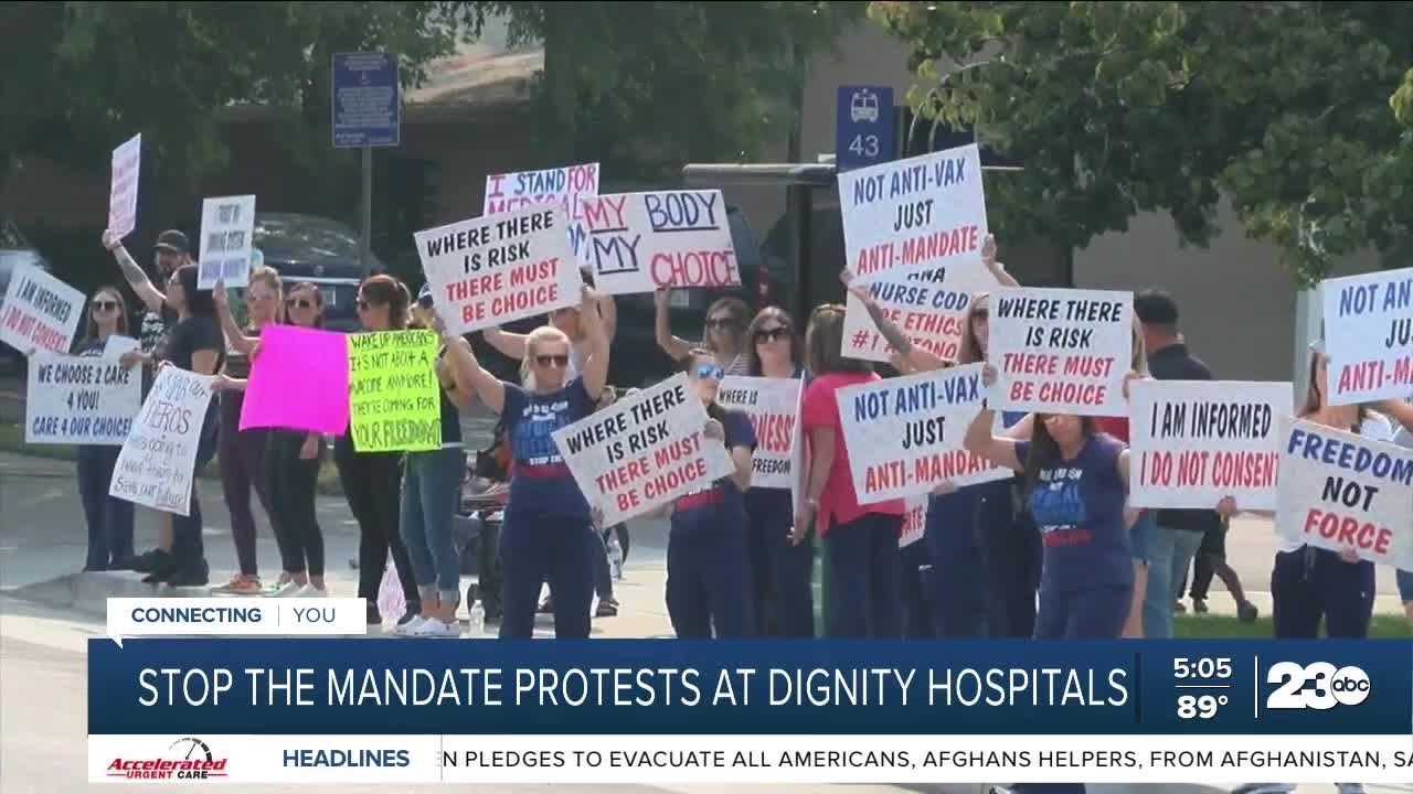 Nurses in Bakersfield protest California's vaccine mandate