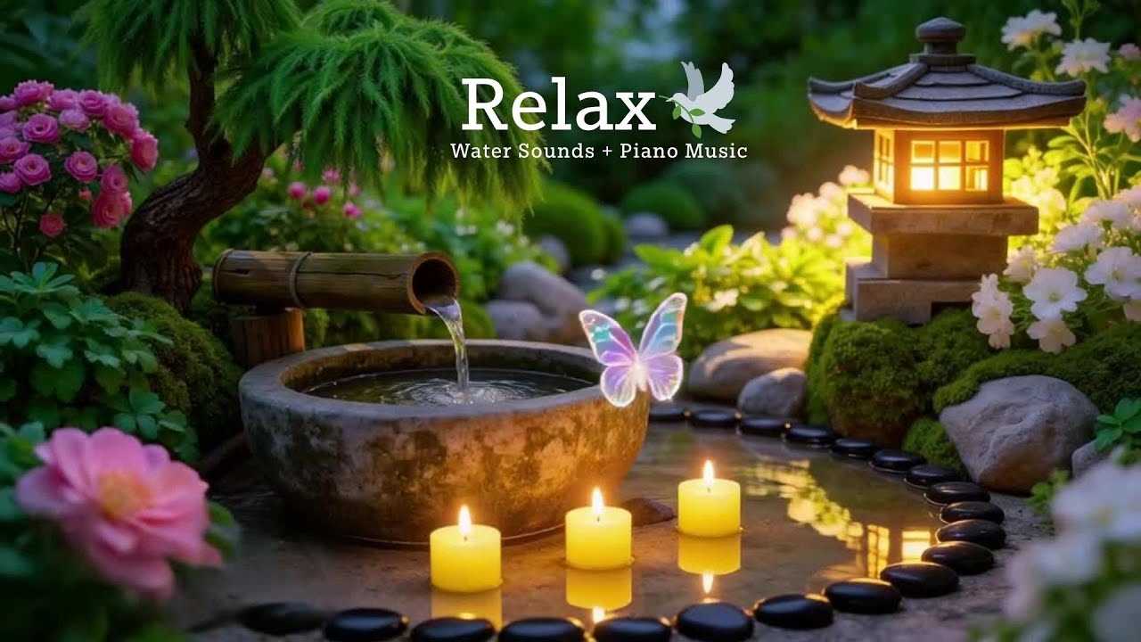 Soothing Sleep Journey 🌿 Bamboo Water Fountain, Piano & Deep Healing Music