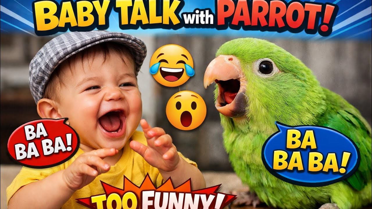 Parrot 🦜 talk with cute baby 💞🍼#uk #funny #police #talkingparot 