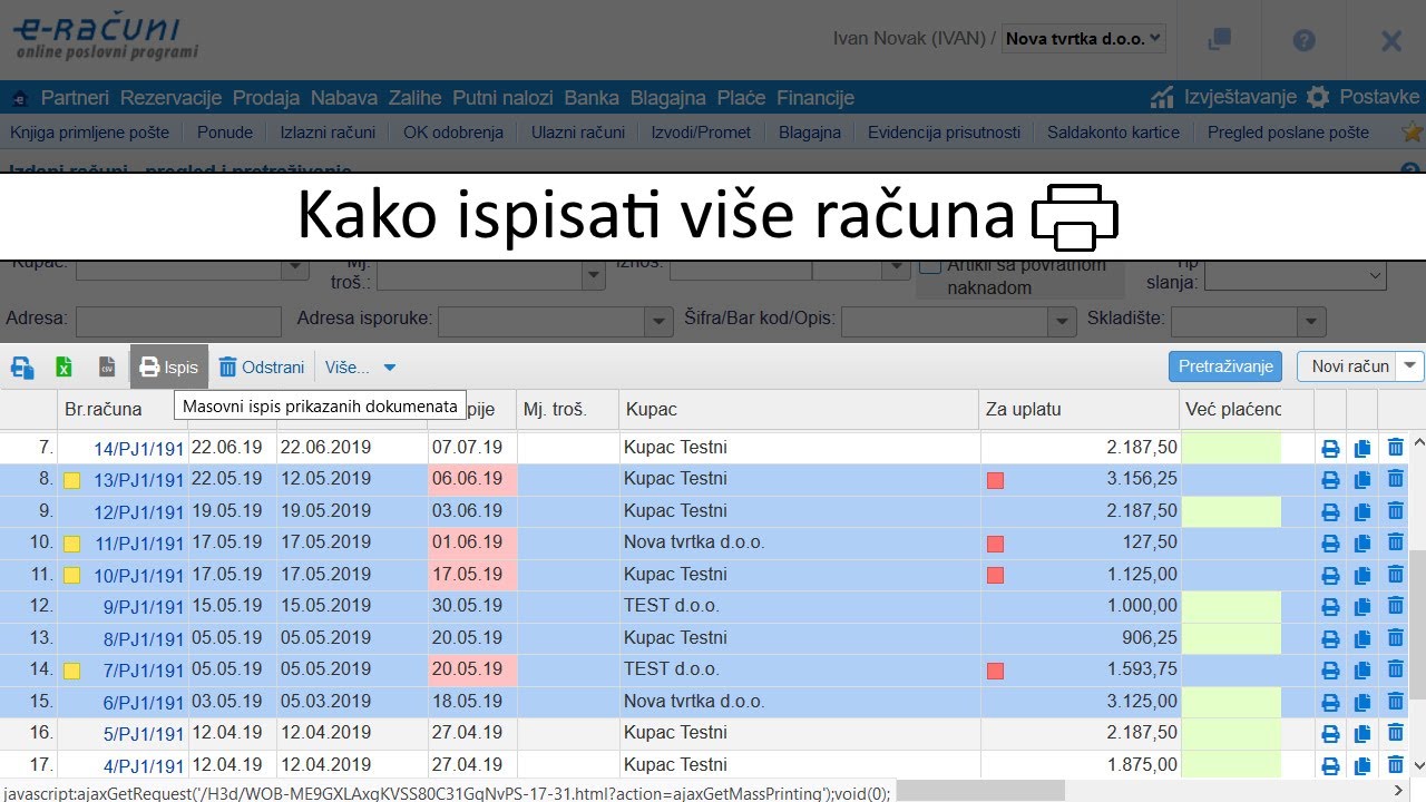 e-racuni.hr - Kako ispisati vi&scaron;e računa
