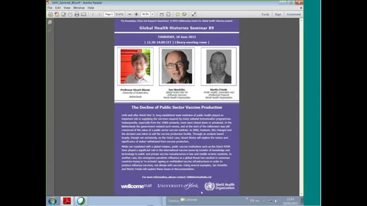 Global Health Histories Seminar 89: The decline of public sector vaccine production