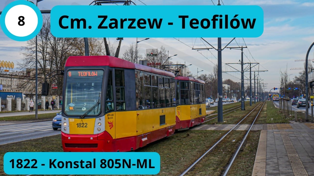 Łódzkie Tramwaje, linia 8 Cm. Zarzew - Teofilów, luty 2026